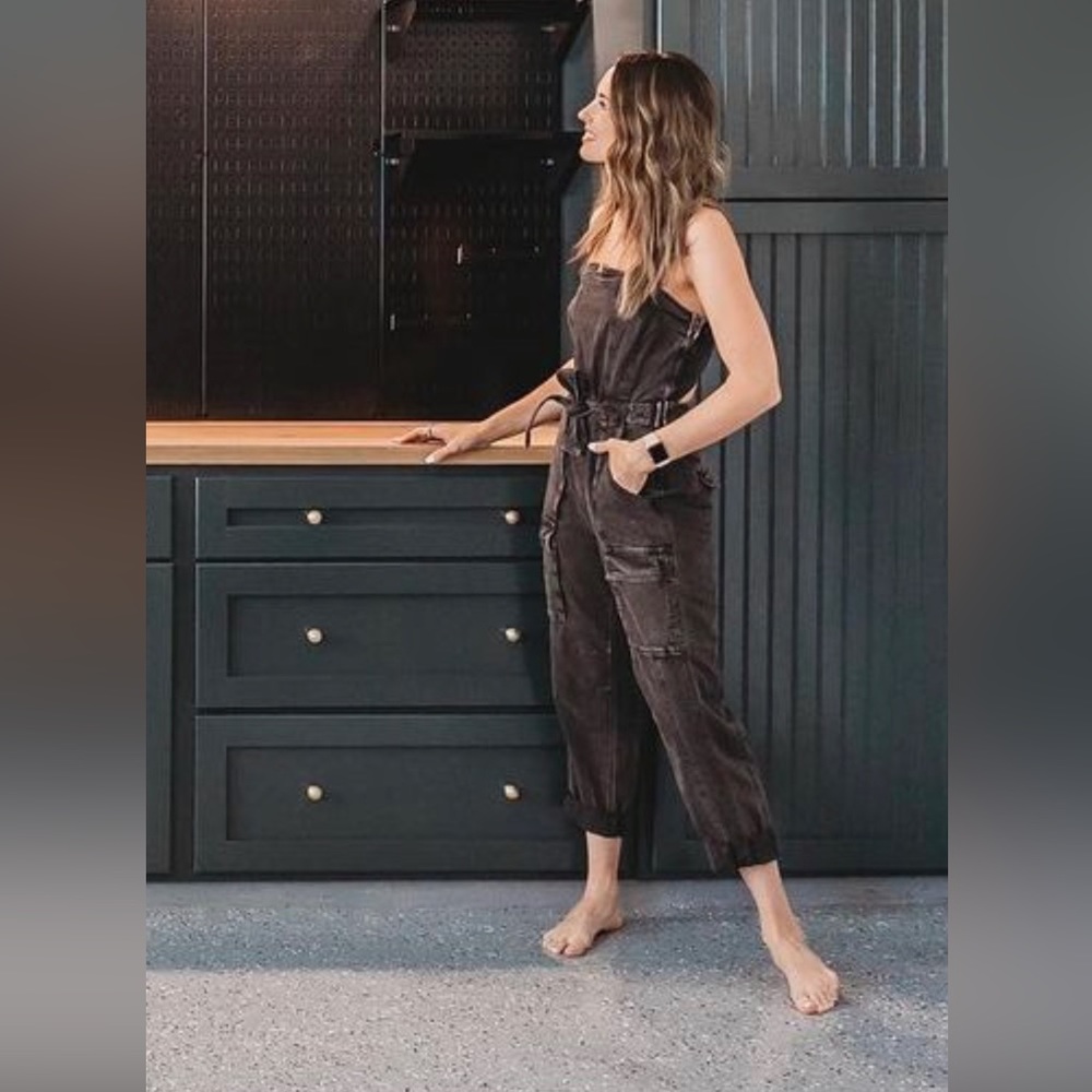 Free People | Go West Utility Jumpsuit in washed Black | Size M